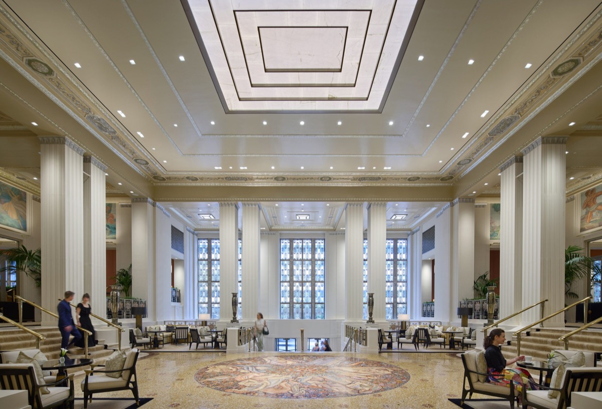 Park Avenue Foyer backlit marble ceiling with EOS LightPanels